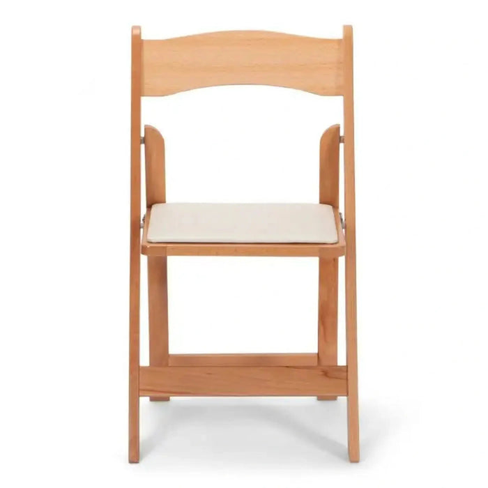 Natural Wood Folding Chair with Ivory Pad
